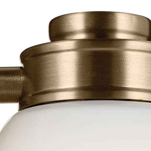 Image of Kichler Shae 1-Light Bathroom Wall Light, Champagne Bronze | White opal glass wall light for bathrooms, hallways and mirrors (5 inch x 8.25 inch), 55200CPZ