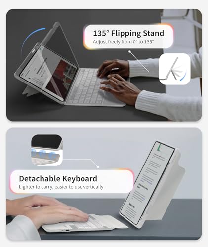 Image of EIP Magnetix Keyboard for iPad Pro 13 in M5 2025 & M4 2024-W | Patented stylus shortcuts, adjustable hinge stand, detachable protective case, 7 color backlight, precise cutouts