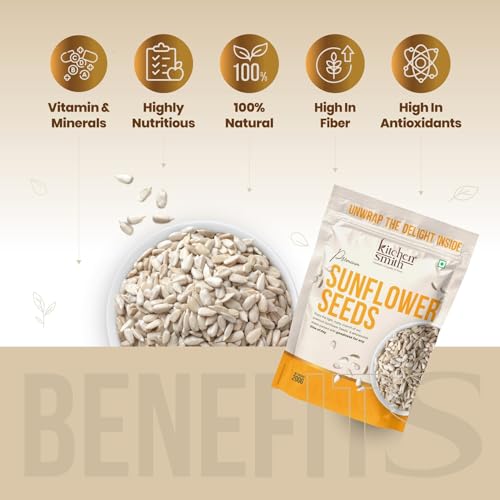 Image of KitchenSmith Premium Sunflower Seeds - Pack of 5 (200gm Each) | Packed With Protein | Fiber & Nutrients For Energy | Heart Health & Skin Glow | Rich In Dietary Fibre & Protein | Source of Iron