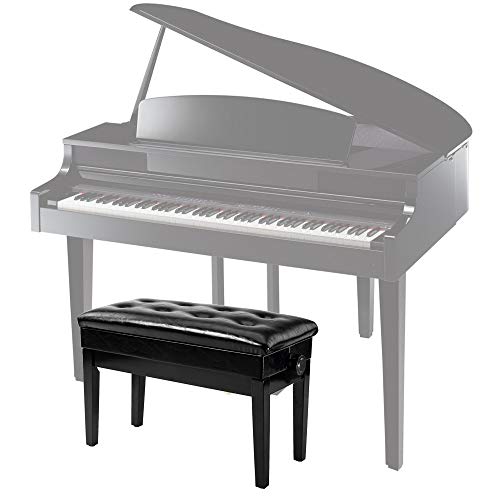 Bonnlo Adjustable Duet Piano Bench with Storage Black Faux Leather Piano Stool Deluxe Padded Seat with 2” Thick Cushion