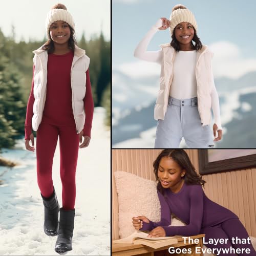 Image of Cuddl Duds Heavyweight 2 Piece Sets Base Layer Thermal Underwear for Girls