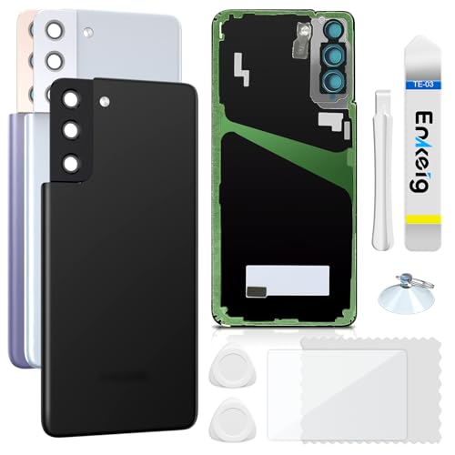 Enkeig Backcover Glas für Samsung Galaxy S21+ Plus G996, Schwarz