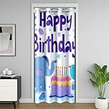 Joyeux Anniversaire Rideau de Porte Intimité 150x203,Gâteau D'Éléphant Rideau Occultan...