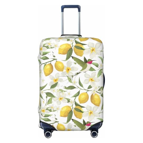 Elastic Travel Luggage Cover Printed Lemon Branch Flowers Double-Sided Suitcase Protector Bag,Dust-Proof Anti-Scratch Washable Baggage Covers For Kid Adult,Small