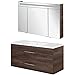 Produktbild Fackelmann Badmöbel Set B.Clever 2-tlg. 120 cm braun mit Waschtisch Unterschrank inkl. Gussmarmorbecken & LED Spiegelschrank