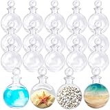 Faytark 15 Pcs Glass Potion Bottle 240 ML Clear Round Spherical Decorative Magical Season Potion Bottles with Glass Stopper for DIY Art Home Decor Liquor Party Gift Snow