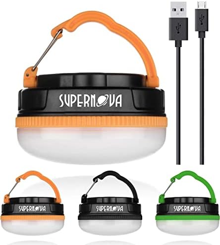 Supernova ® Rechargeable Hanging Tent Light & Backpacking Lantern, Ultimate Battery Operated Camping Lantern, Magnetic Base with Retractable Hook, Pocket Sized Yet Ultra Bright Survival Gear (Orange)