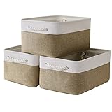 TheWarmHome Storage Basket for Organizing - 14x10x7 inch Medium 3 Pack Collapsible Storage Bin for Shelves with Handles, Canves Storage Box for...