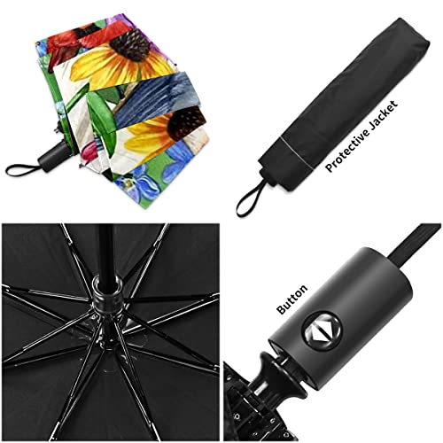 Travel Umbrella Compact Umbrella For Rain Windproof Automatic Open And Close Birds Fence Flowers Leaves Folding Umbrellas For Women & Men #TOP4