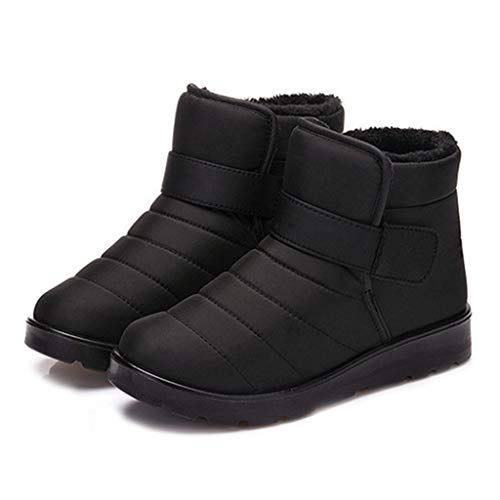 MIOKE Women's Waterproof Winter Snow Ankle Booties Lightweight Warm Fur Hook-and-Loop Rain Snow Short Boots