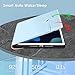 DTTO Rotating Case for iPad 9th/8th/7th Generation 10.2 Inch 2021/2020/2019, 360 Degree Rotating Premium Leather Folio Stand Cover with Pencil Holder - Auto Wake/Sleep and Hand Strap, Ice Blue
