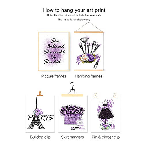 Hoozgee Purple Makeup Posters Fashion Paris Prints Wall Art Makeup Room Artwork Set Of 6 Perfume Flower Lipstick Canvas Art Posters Girl Room Decor For Bedroom (11"X14" Unframed, Noble Purple) #TOP2