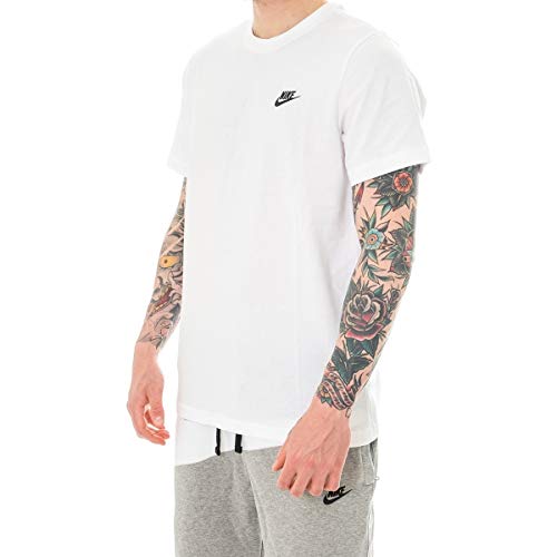 NIKE Mens M Nsw Club Tee T-Shirt, White/Black, XS EU