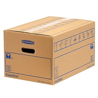 Bankers Box Smoothmove Classic Small Moving Boxes, 10 Pack, Tape-Free Assembly, Easy Carry Handles, 25.4 Cm X 30.5 Cm X 38.1 Cm