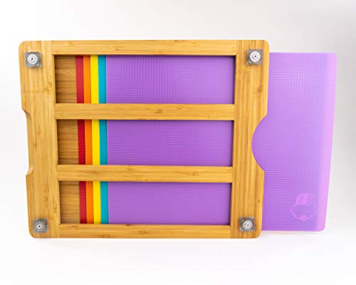 Bamboo Cutting Board with Flexible Mat Inserts - Easy to Clean - BPA Free/Antibacterial - Thumbnail 2
