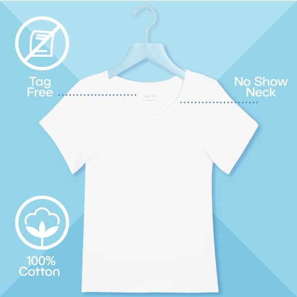 Miniatura 2 de Rene Rofe Camiseta interior para niña 100 algodón sin mostrar comodidad cuello redondo paquete de 6 2T-14