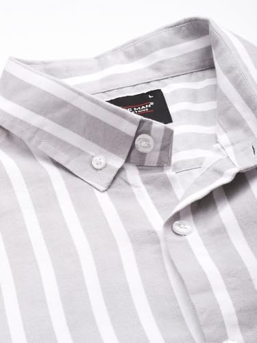 Image of Majestic Man Classic Slim Fit Vertical Striped Casual Cotton Shirt