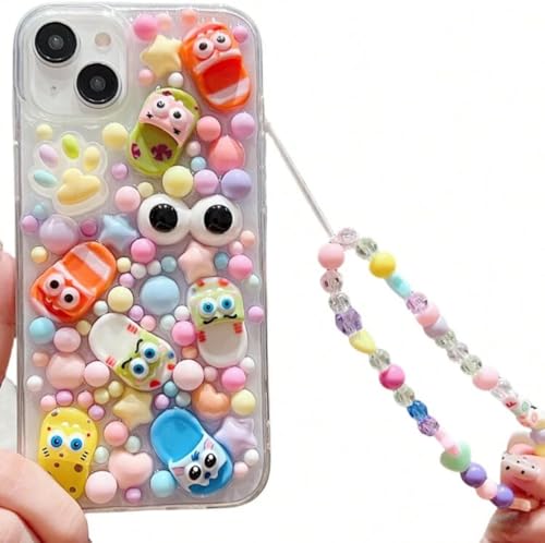 Générique Coque Compatible iPhone 16 3D Cartoon Kawaii avec Bracelet Perles BFF, Étui Rigide...