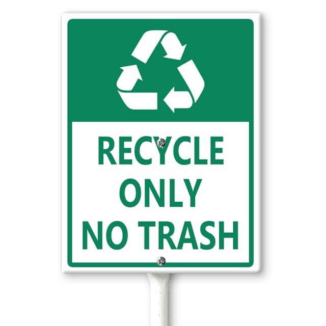 Horienteeon Recycle Only No Trash Yard Sign with Stakes 17.5×22cm, Sturdy Aluminum Yard Signs Rust Free, Recycling Sign, No Dumping Signs, No Littering Easy to Install Indoor/Outdoor Use