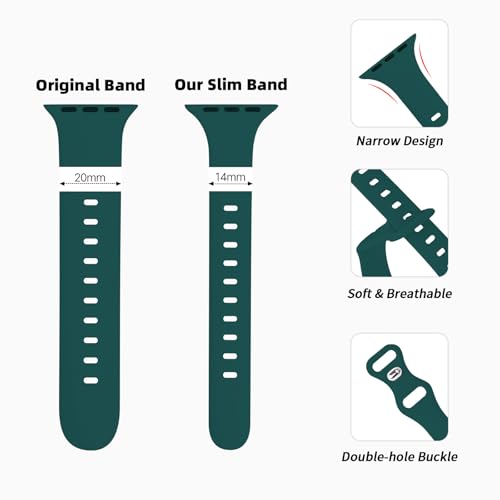 Image of Thin Silicone Band Compatible with Apple Watch 41mm 38mm 40mm 46mm 45mm 42mm 44mm, Slim Narrow Replacement Sport Strap Wristband for iWatch Series 11 10 9 8 7 6 5 4 SE Ultra 3 2 1 Women Men