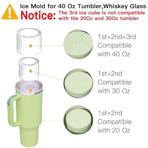 image for Ukulork Ice Cube Tray for Tumbler Cup 30Oz-40Oz, 3 Pcs Silicone Cylind