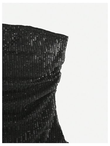 SOLY HUX Women's Sequin Tube Tops Sparkly Strapless Sleeveless Bandeau Split Asymmetric Hem Top Party Clubwear3