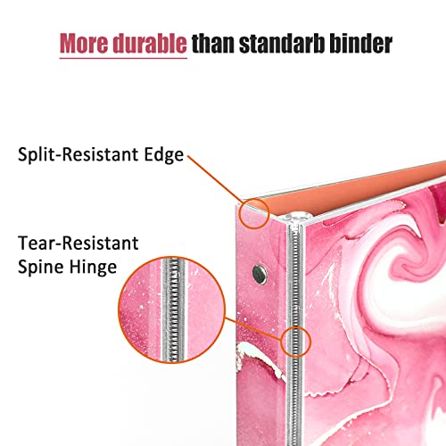 1 Inch 3 Ring Binder, Fits 8.5 X 11 Paper And Sheet Protectors, Pink Binder With 2 Interior Pockets - Pink Marble #TOP2