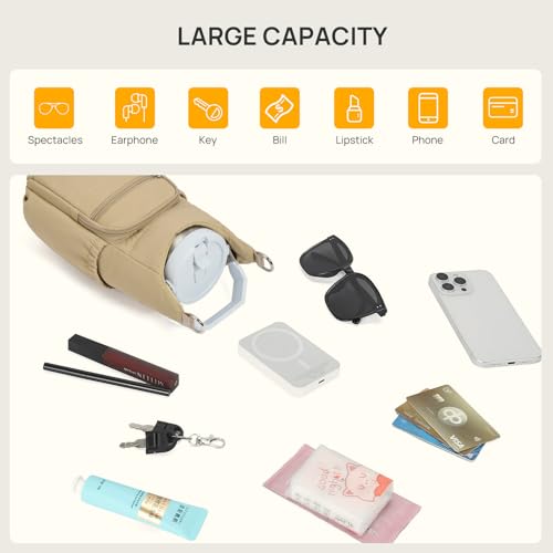 Telena Water Bottle Holder with Strap RFID Crossbody Bags for Women for Walking, Hiking, Cycling Khaki by Telena - Image 6