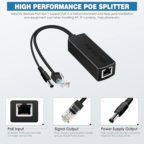 Image of QBM POE Splitter, Active Power Over Ethernet, 48V to 12V Converter for POE Devices, Switches, IP Camera