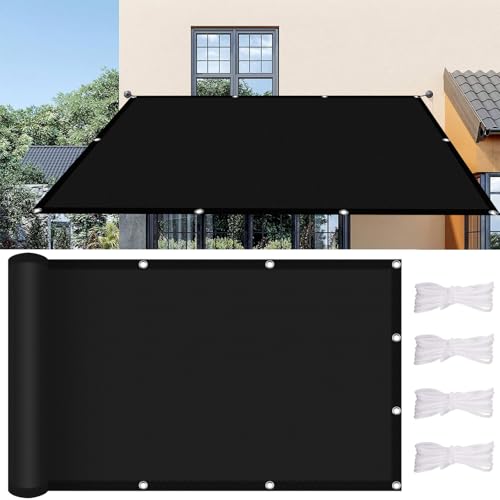 Voile d'ombrage rectangulaire polyester 7x8 m bâche noire de terrasse - 2