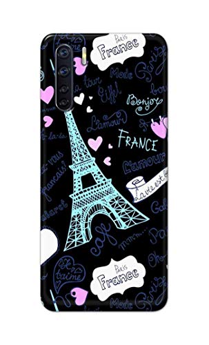 Image of PRINTFIDAA Lovers Famous Place Eiffel Tower in Paris Printed Designer Hard Back Case Cover for Oppo F15 / Oppo A91 / Oppo F15s / Oppo Reno 3, CPH2001, CPH2021 -(TI) MVN1003