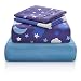 Chital Unisex Twin Bed Sheets | 4 Pc Gender Neutral Kids Bedding Set | Starry Night Sky Print | 1 Flat & 1 Fitted Sheet, 2 Pillow Cases | Durable Super-Soft, Double-Brushed Microfiber | 15" Deep