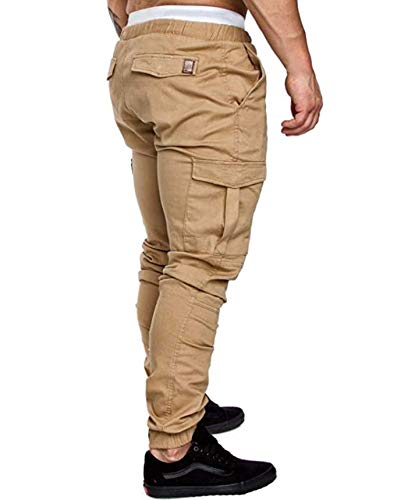 Leward Mens Fashion Joggers Sports Pants Slim Fit Casual Jogger Pant Chino Sweatpants Trousers Mens Long Pants (Khaki, M) #TOP2