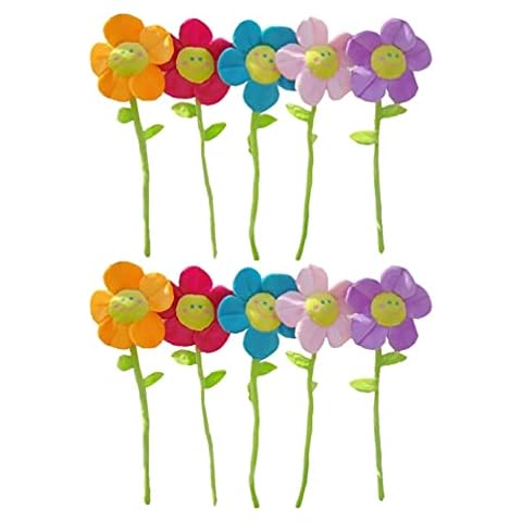 TOYANDONA 10pcs Artificial Plush Sunflower Bendable Curtain Buckle Tie Backs Wedding Party Plush Daisy Flower Bouquet with Happy Face for Kids Baby Girl Toddlers Cover