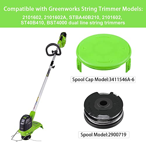 Cilivo 2900719 0.065" Dual Line Trimmer Replacement Spool Compatible With Greenworks 2101602 And 2101602A, 20Feet 7-Pack (6-Line Spool + 1 Cap) #TOP1