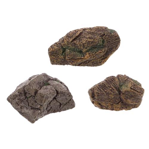 CORHAD Miniature Artificial Rocks for Bonsai Garden Resin Landscaping Decor Set of 3