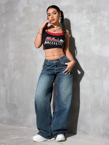 Image of Glossia Denim Baggy Jeans for Woman | Wide Leg Jeans for Women | High Waist Jean's for Woman | Loose Fit Plus Size Denim Ladies Jean's for Women(WJ-2405-$)