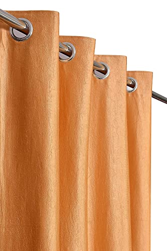 Image of Curtains 7 Feet Long for Living Room - Door Curtains Set of 1 Pcs Panel, Curtain Solid Parda for Home Decor & Office Gold Colour 7 feet (48 x 84 Inch) - 1 Pcs