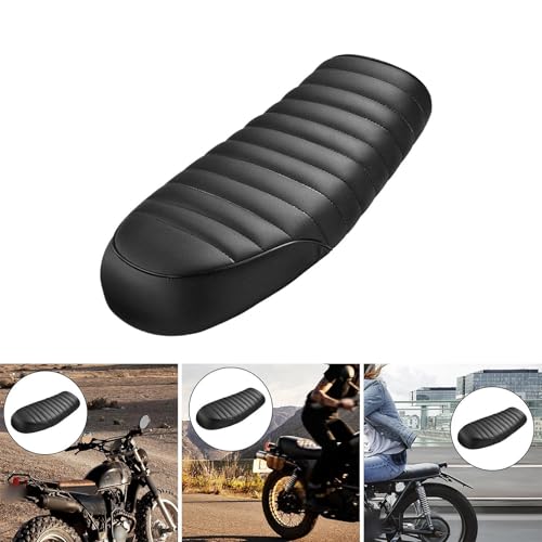Asiento moto vintage negro con cojín de rejilla universal 2