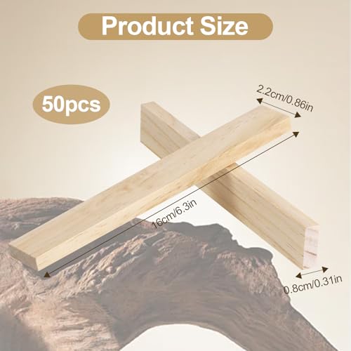 Zocipro 50 Stück Holzklötzchen zum Basteln,160 x 22 x 8mm Holz zum Basteln,Bastelholz klötzchen Holzbausteine Bastelklötzchen Hölzchen 16cm für Heimwerkerprojekte und DIY Deko Schnitzen
