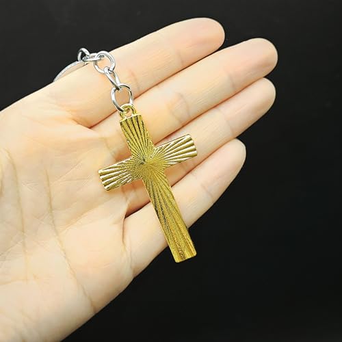 Image of Stainless Steel Christian Cross Keychain, Rust-Proof for Men /Women, Ideal Gift for Baptism /Christmas /Church