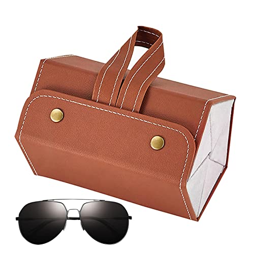 MRYH Étui à Lunettes Pliable - Étui Pliable en Cuir PU pour Lunettes de Soleil,Boîte de Rangement de Cas de Lunettes Pliables suspendues en Cuir PU Portable pour Hommes Femmes Cover