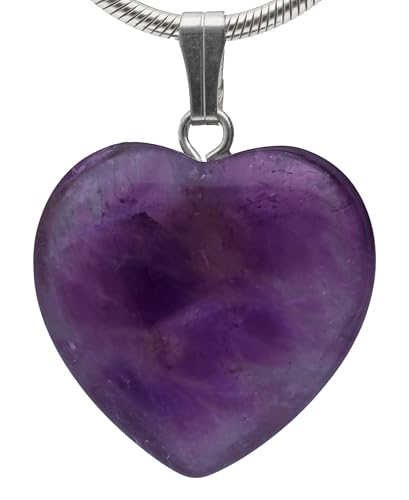 Lebensquelle Plus Herzanhänger aus echtem Edelstein 2x2 cm | Anhänger Herz mit silberfarbener Öse (Amethyst)