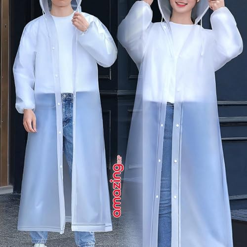 THE PACK | Raincoats for Adults Reusable, Adult EVA Raincoat, White, amazingEGp Waterproof Hooded, Portable Packable Design for Travel, Outdoor Activities (transparent, One SIZE)