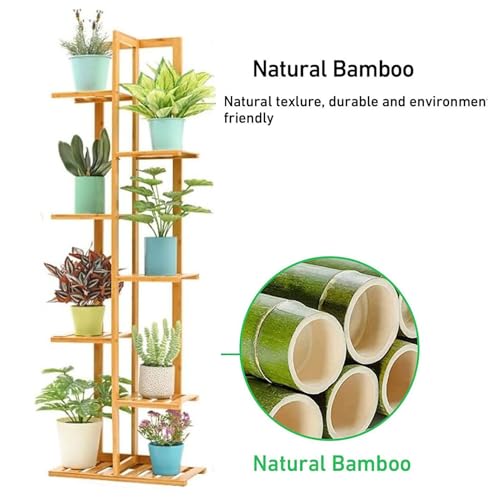Soporte para plantas de interior de bambú con 5 niveles para esquinas 4