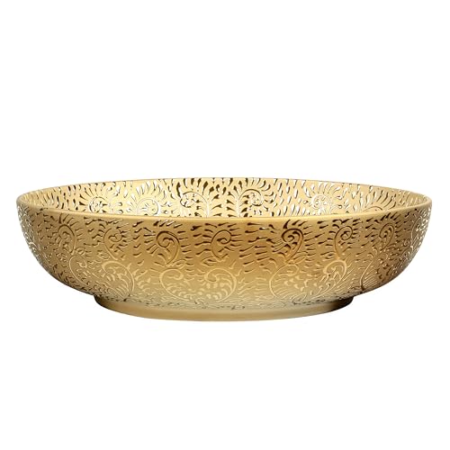 Fine Fixtures 20" x 15" Luxury Gold Vessel Bathroom Sink - Oval Ceramic Sink Bowl, Elegant Countertop Wash Basin, Perfect Sink for Vanity Top Installation by Fine Fixtures - Used condition - Image 3
