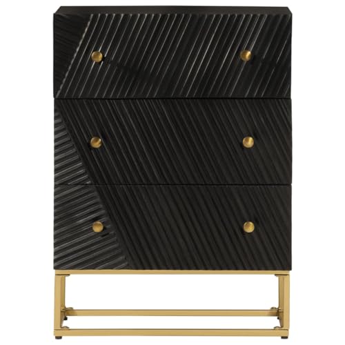 Cómoda negra de madera maciza de mango y hierro de 55x30x76 cm 5