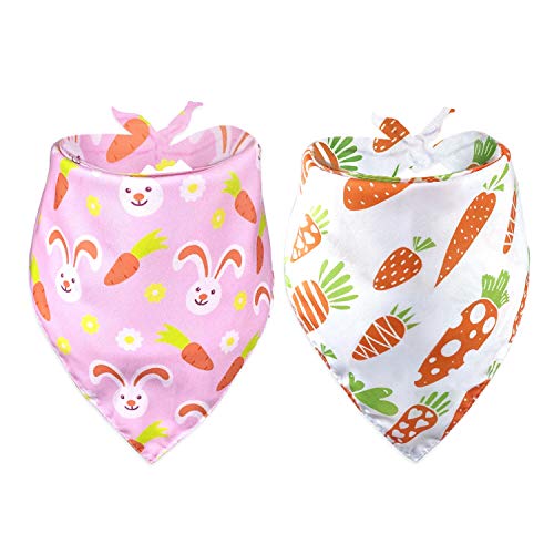 Hundehalstuch, Ostertag, Urlaub, Katze, Bandana mit Häschen und Karotte, Schal für kleine, mittelgroße und große Hunde, Katzen, Haustierwelpen, (Hoppy Hour/Pink, Large) Cover