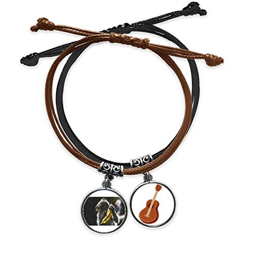Pulsera cuero mono guitarra cuerda mano cadena accesorio ajustable unisex