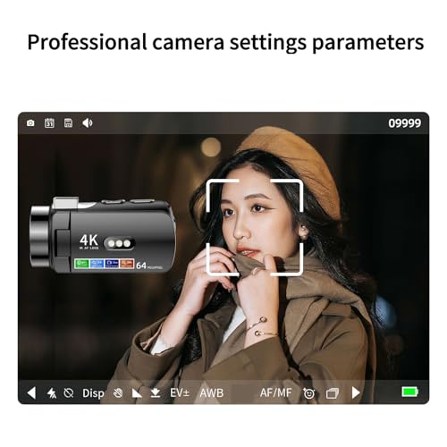 Caméscope vlog 4K idéal pour vlogging Youtube et vidéos de vacances - 4